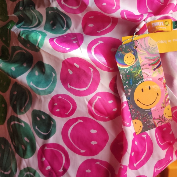 Farm Rio Smiley Nwt skirt rainbow red pink yellow green L blogger fav designer - Picture 4 of 6